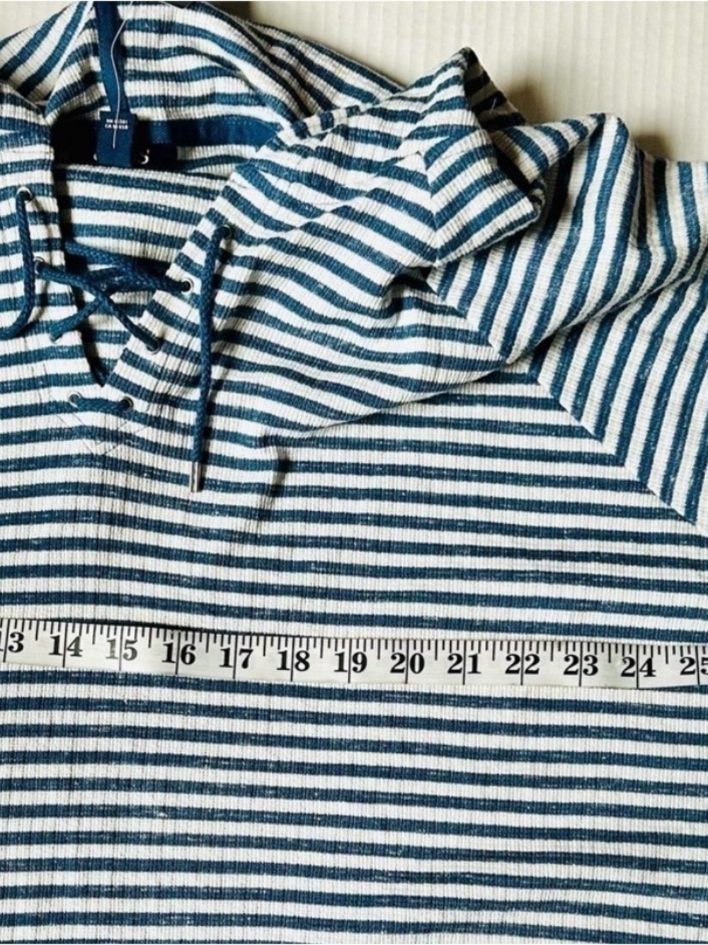 Champs Navy and White Striped Hooded Pullover Top, Size 3X - Picture 3 of 7